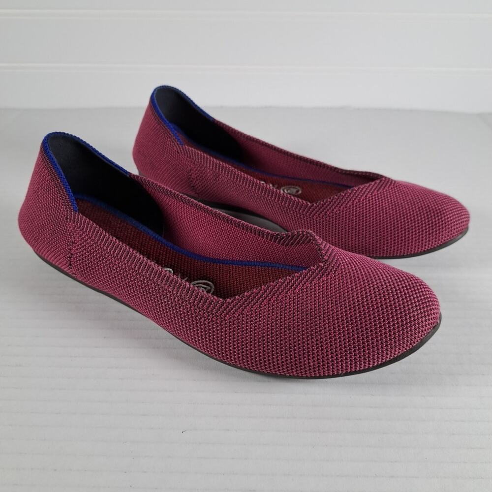 Rothys The Flat Flats Womens 7 Magenta Round Toe Textile Knit Slip On Shoes